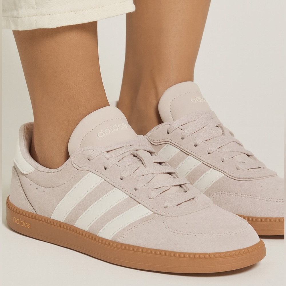 Adidas Women's Breaknet Sleek Lace up Mauve/ Pink & White Retro Sneakers Sz 9.5